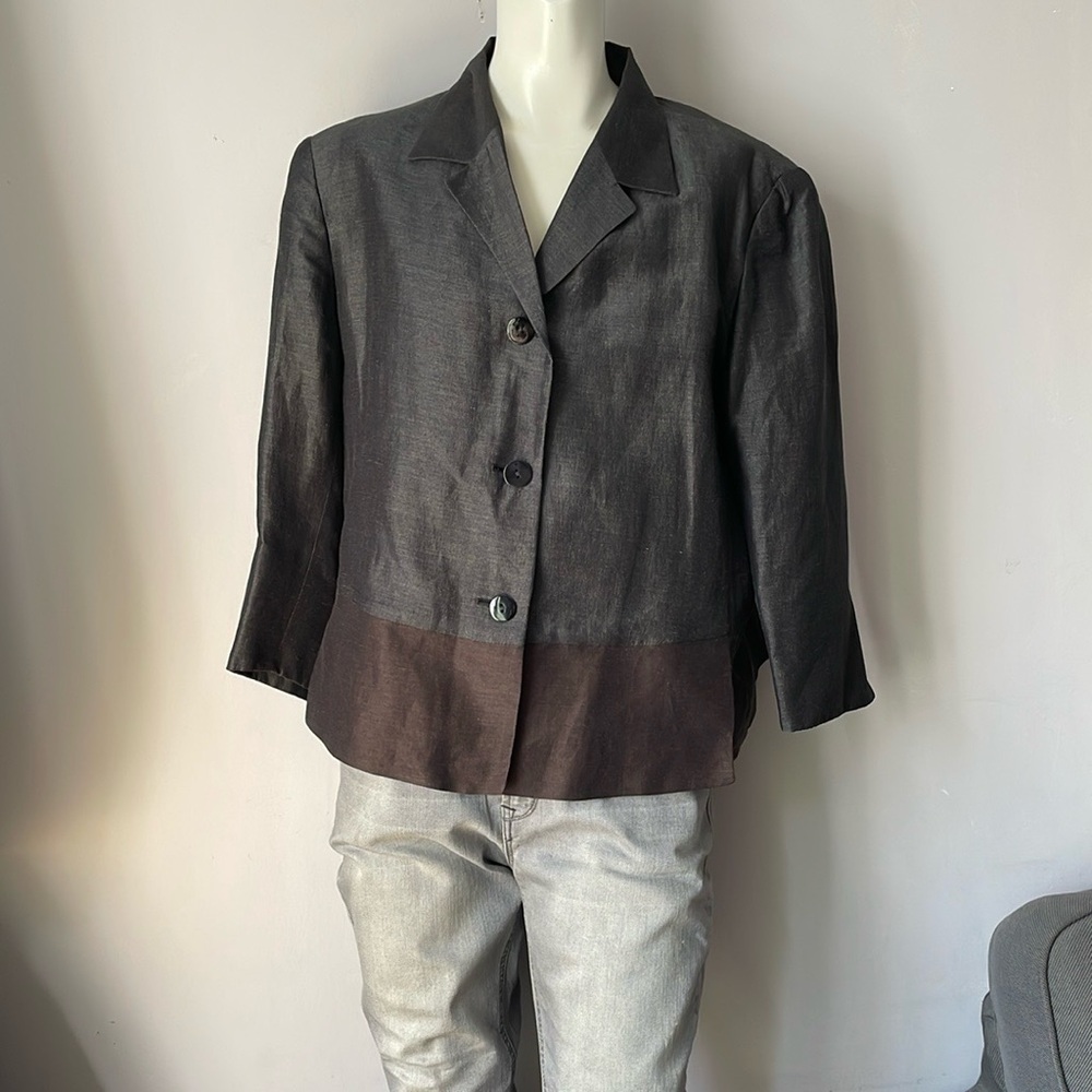 Gianfranco Ferre Studio Linen Silk Cropped Blazer Made in Italy